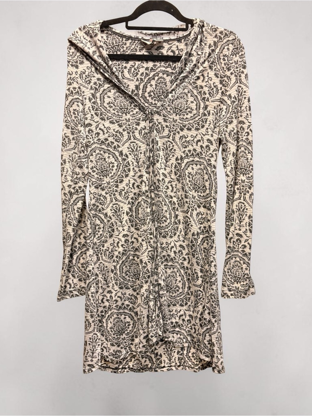 Hard Tail Vintage Y2K Women’s gray Paisley Long-Sleeve Hooded Cardigan